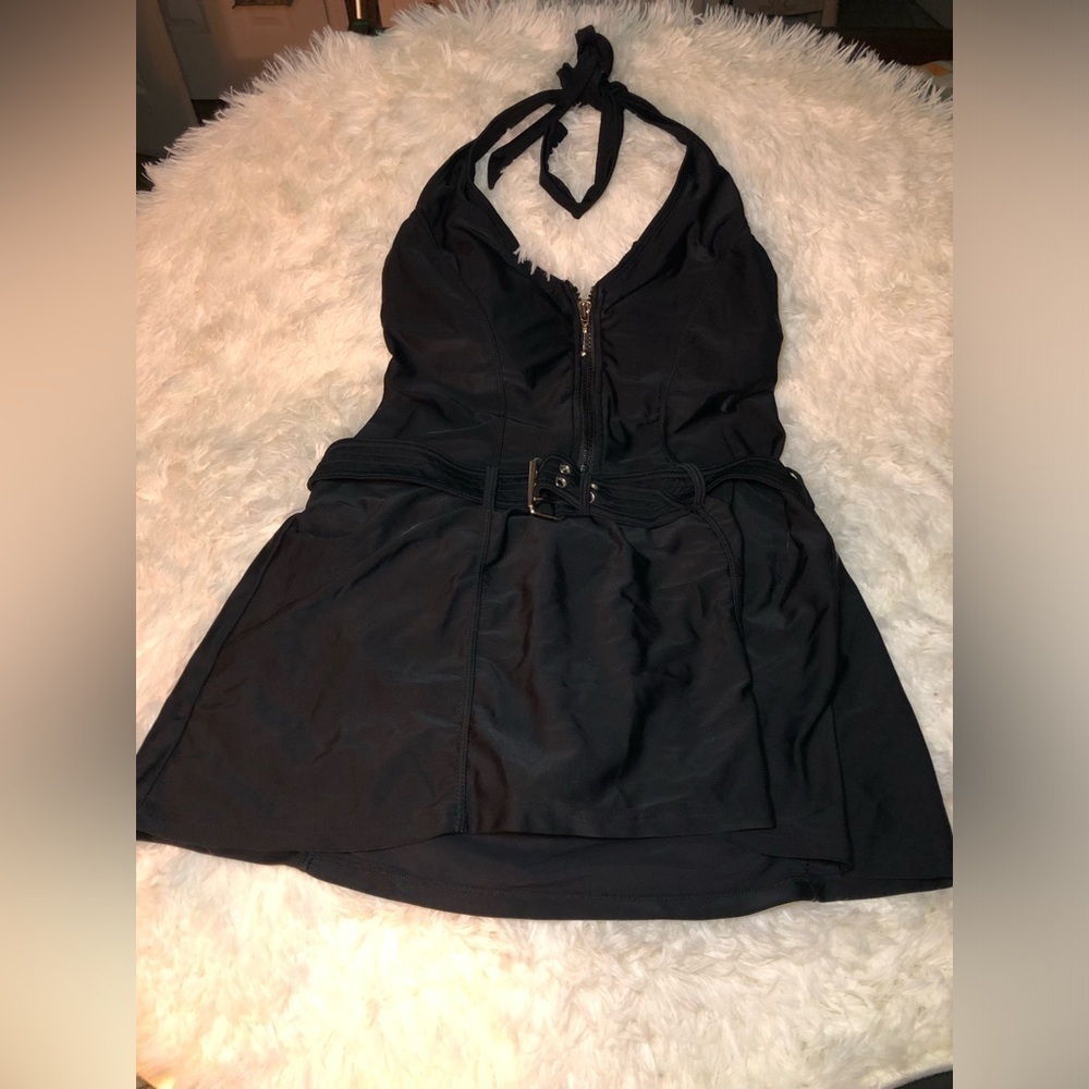 VENUS Black Halter Belted Swim Dress with size 10 - Picture 4 of 15